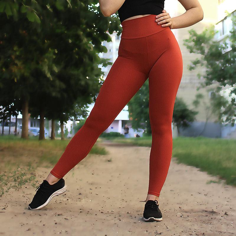 Leggings Stevvex red high-waist tummy-control push-up workout pants for gym and yoga on Tampa Home & Garden Store