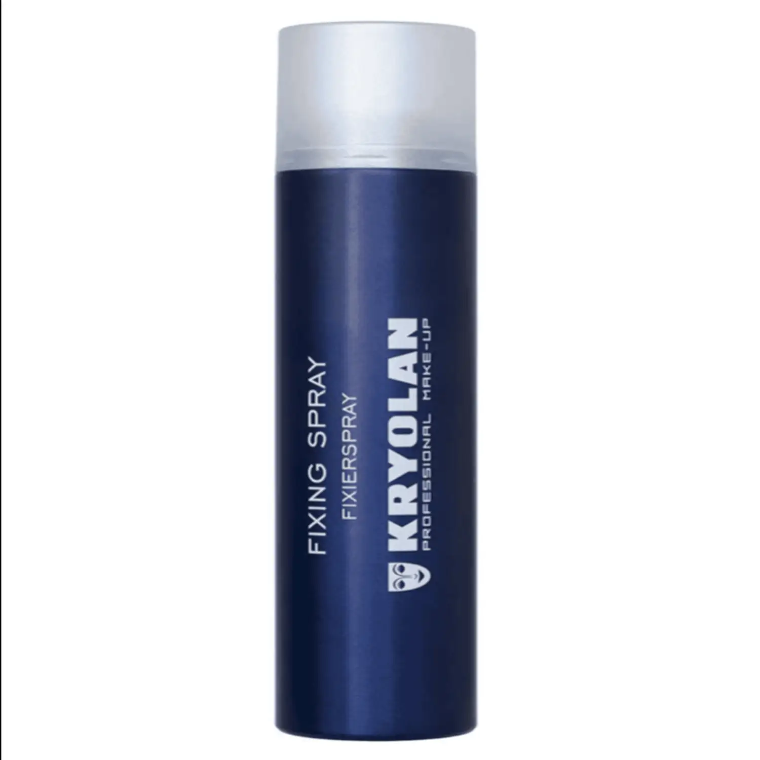 Kryolan Fixing Spray 300 mL blue can with white cap; makeup finishing spray on Tampa Home & Garden Store