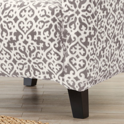Velvet Stretch Slipcover Gale Collection in gray damask pattern for bed Great Bay Home on Tampa Home & Garden Store