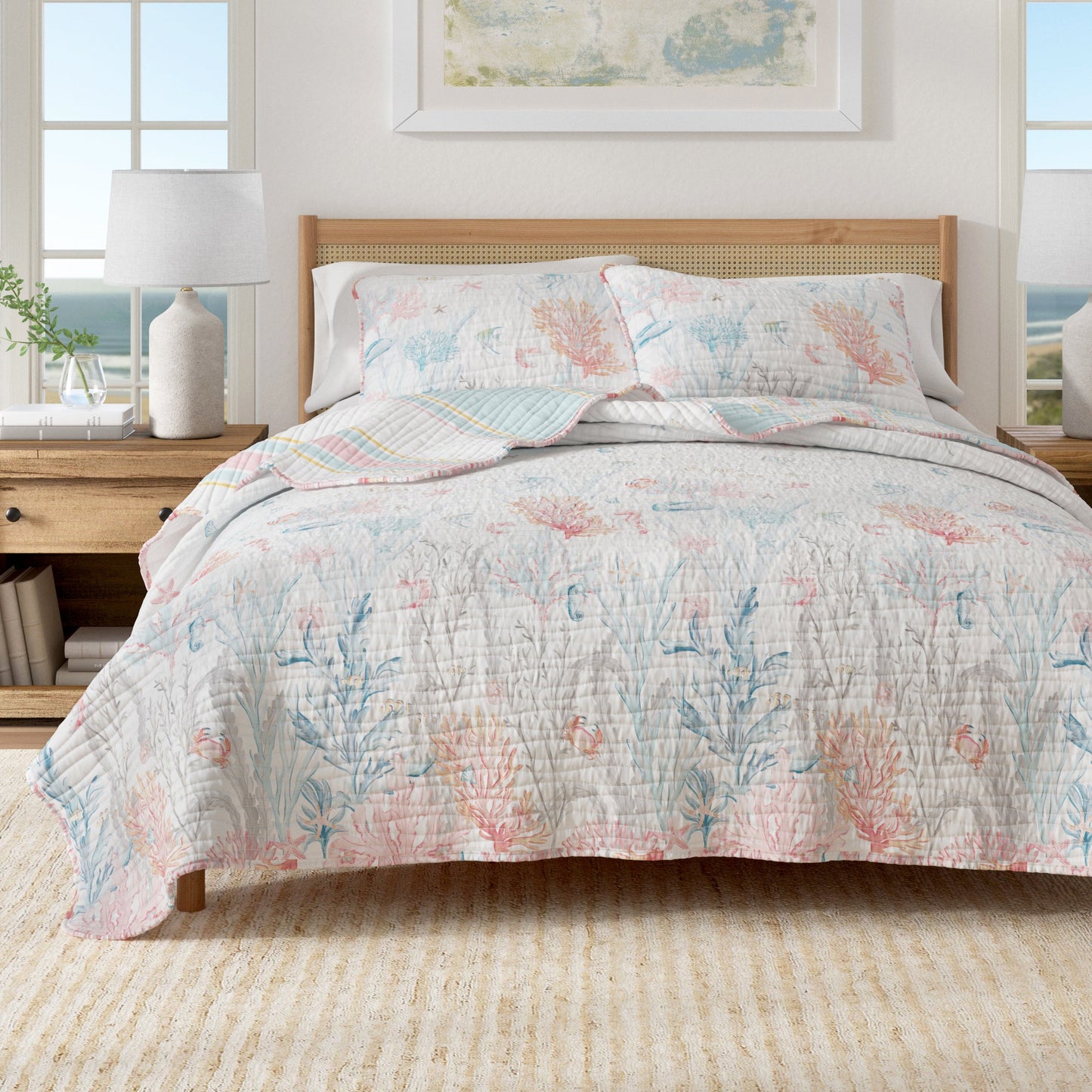 Coastal Coral Reef Microfiber Soft Quilt Set