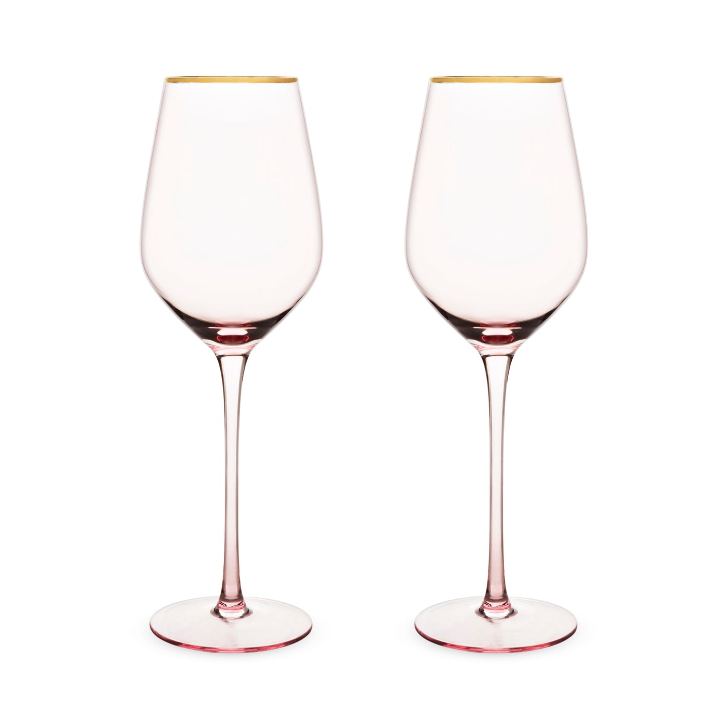 Rose Crystal Wine Glasses with Gold Rim Set
