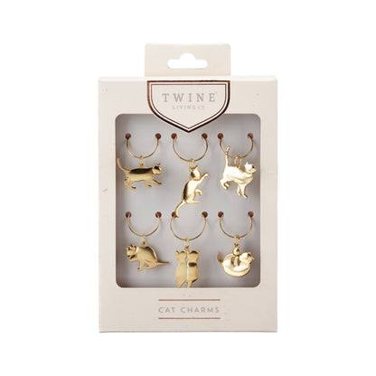 Set of Six Cat Lover Wine Glass Charm Markers