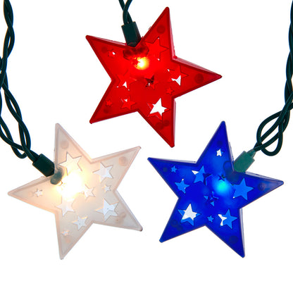 Juego de luces de estrella patriótica - 10 luces
