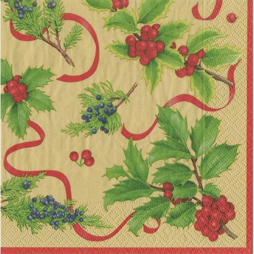 Serviette de cocktail « Décorations de Noël (Or) »