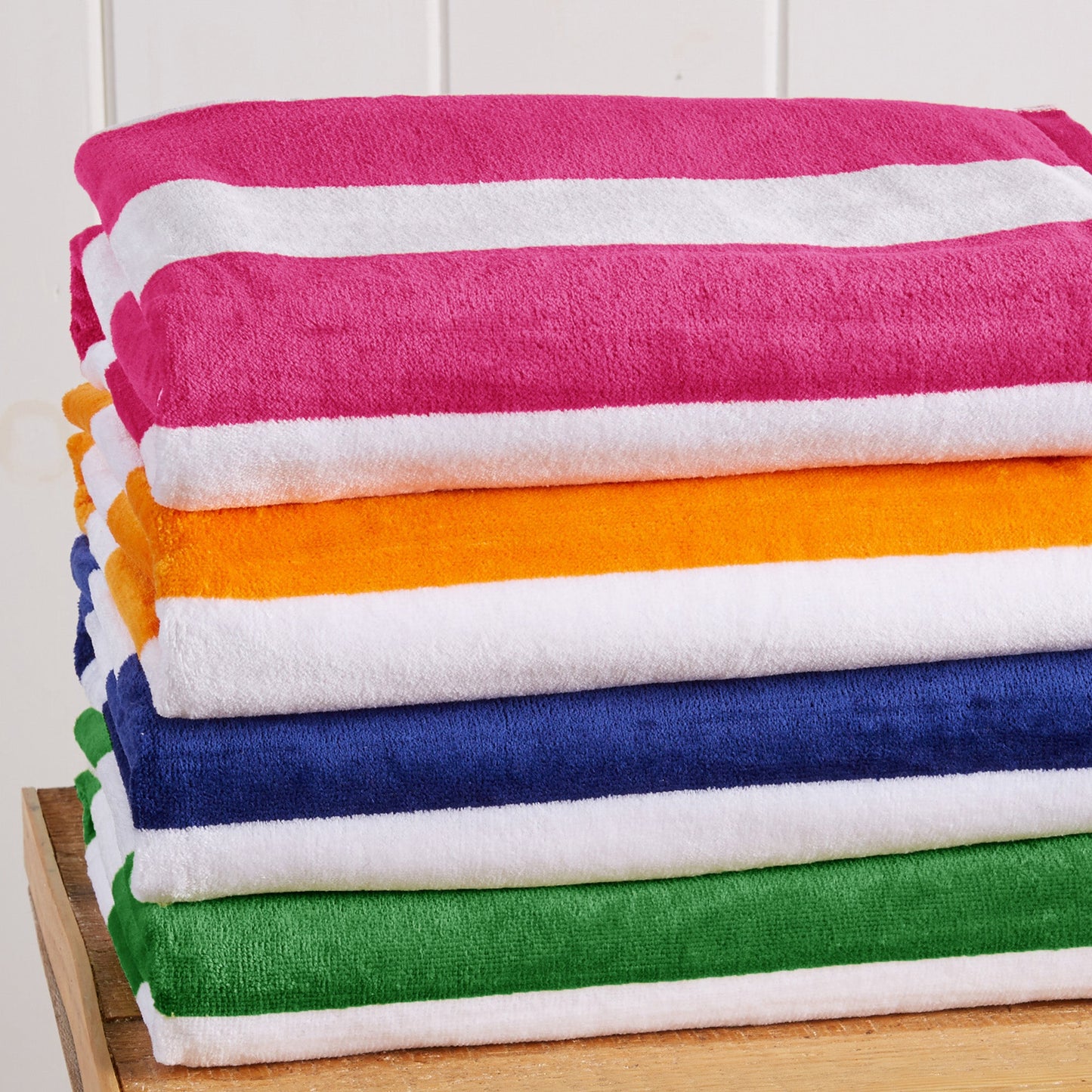 Cotton And Velour Cabana Stripe Beach Towel