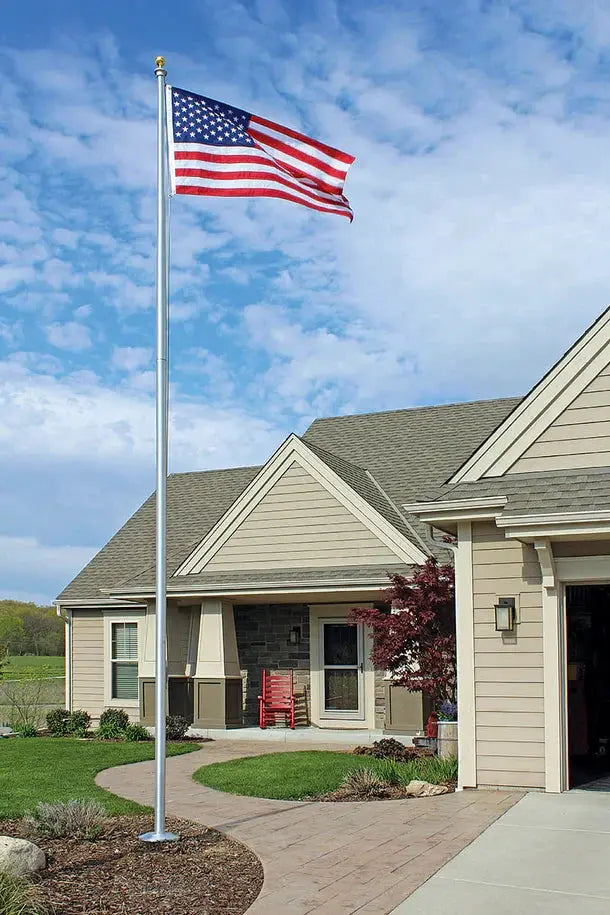 Flagpole, 25 ft aluminum four-section, Flagman of America, yard flagpole with USA flag on Tampa Home & Garden Store