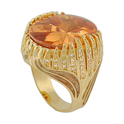 Flames of Glory Cocktail Ring by Lauren G Adams with orange faceted gemstone and gold band on Tampa Home & Garden Store