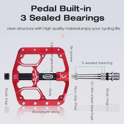 Flat Bike Pedals With Sealed Bearings Aluminum