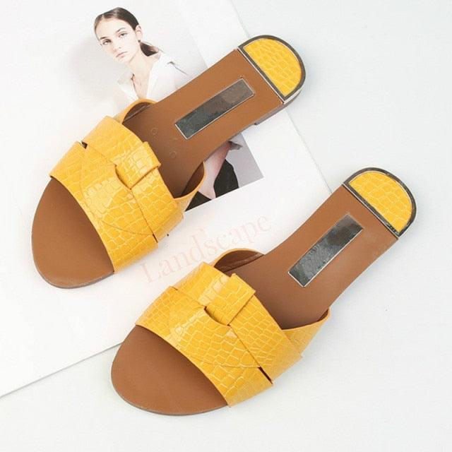 Stevvex yellow sandals for women, open-toe straps, pair on Tampa Home & Garden Store