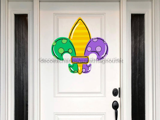 Letrero de Flor de Lis, Letrero de Mardi Gras, Letrero de Louisiana, letrero de madera, Colgador de Puerta, DECOE-W-353, Colgador de Puerta de 22"