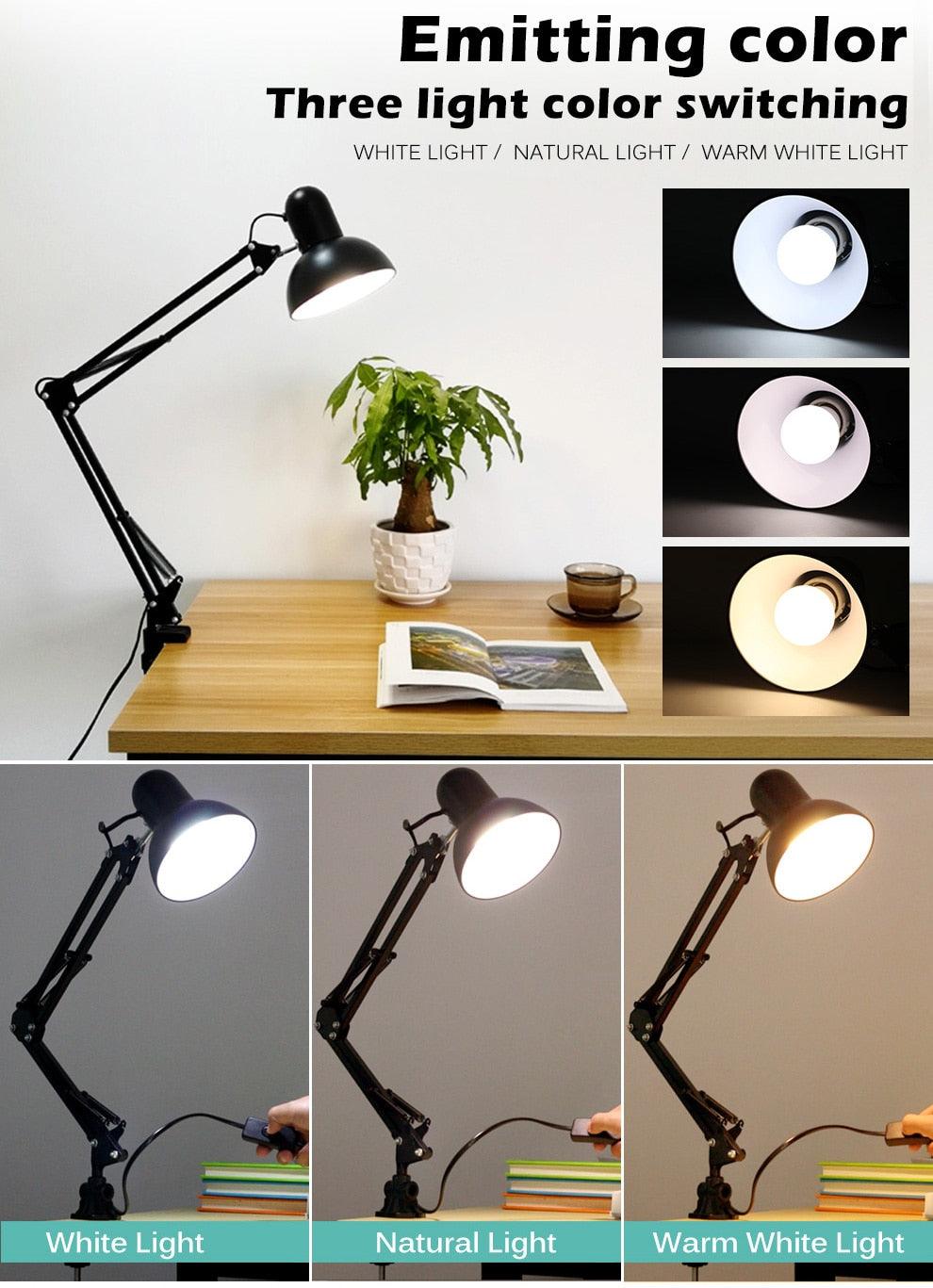 Stevvex adjustable folding LED desk lamp with black metal body; three lighting modes on Tampa Home & Garden Store