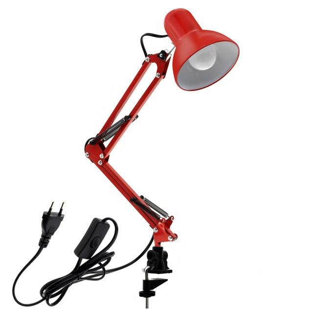 Stevvex red metal desk lamp with adjustable folding arm and clamp base LED study light on Tampa Home & Garden Store