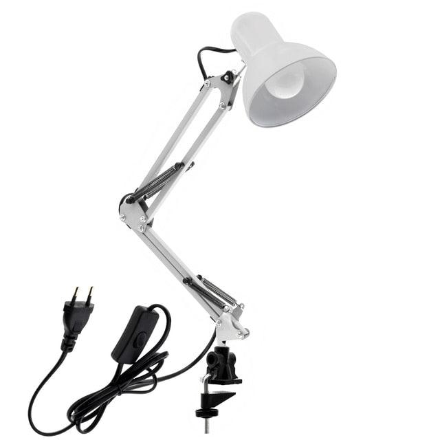 Flexible Led Desk Lamp white metal body, adjustable folding arms and clamp base Stevvex on Tampa Home & Garden Store