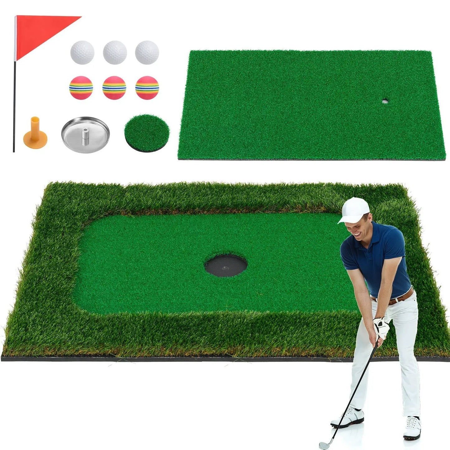 Floating Golf Green for Pool by DirectDeals with 6 balls and flag, green mat with hole on Tampa Home & Garden Store