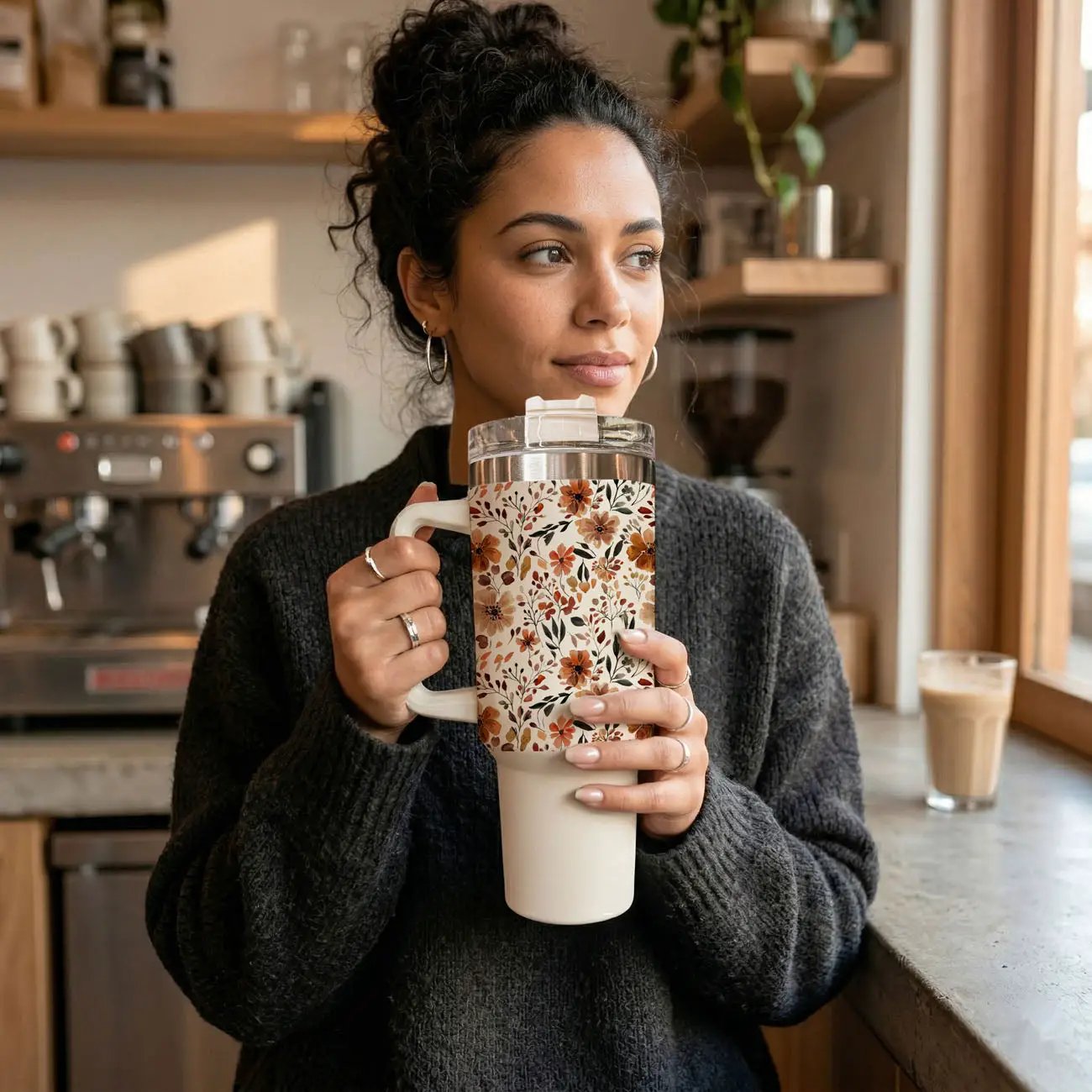 Floral Fall 40oz Tumbler with Autumn Blooms