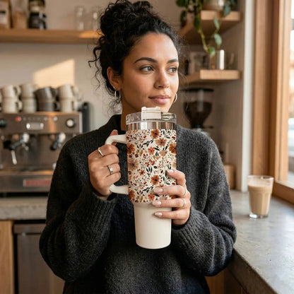 Floral Fall 40oz Tumbler with Autumn Blooms