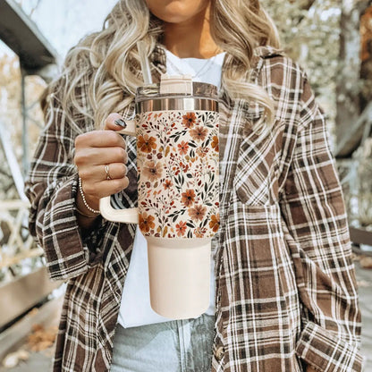 Floral Fall 40oz Tumbler with Autumn Blooms