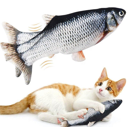 Floppy Fish Cat Toy by Stevvex, gray patterned wiggle fish for interactive cat play on Tampa Home & Garden Store