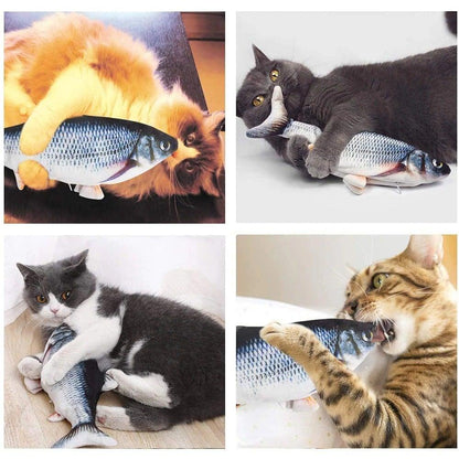 Stevvex Floppy Fish Cat Toy, interactive moving fish for cats, four cats play on Tampa Home & Garden Store