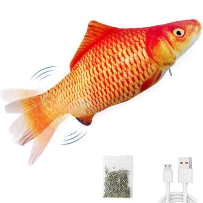 Floppy Fish Cat Toy Stevvex orange moving fish with wiggle action includes catnip bag on Tampa Home & Garden Store