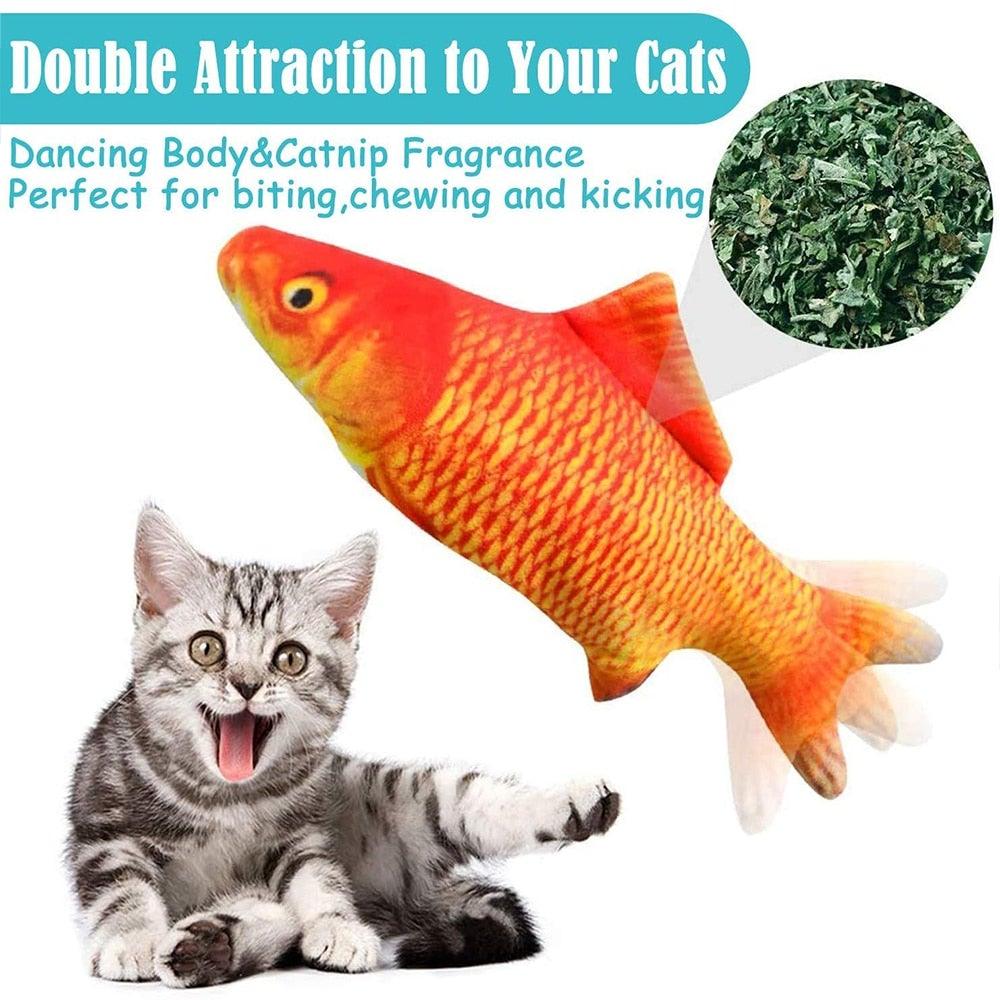 Floppy Fish Cat Toy moving wiggle fish; orange gradient body with translucent fins on Tampa Home & Garden Store