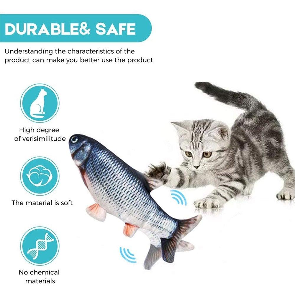 Floppy Fish Cat Toy with interactive moving wiggle action, soft plush for cats on Tampa Home & Garden Store