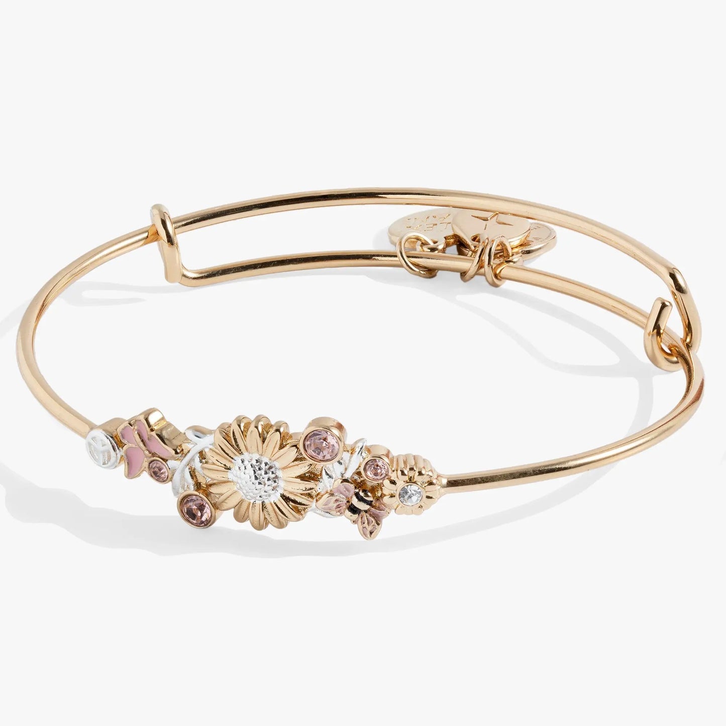 Floral Inline Bangle with Two Tone Blossom Motif