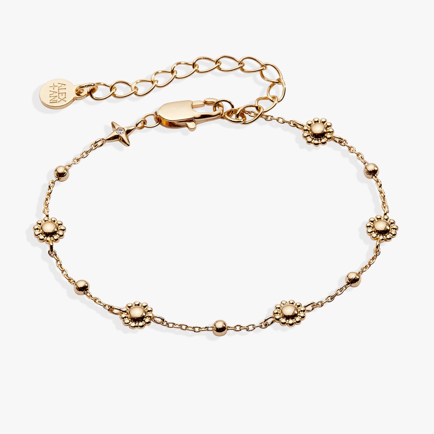 Refined Gold Floret Chain Bracelet and Beads
