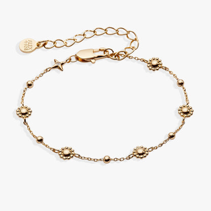 Refined Gold Floret Chain Bracelet and Beads