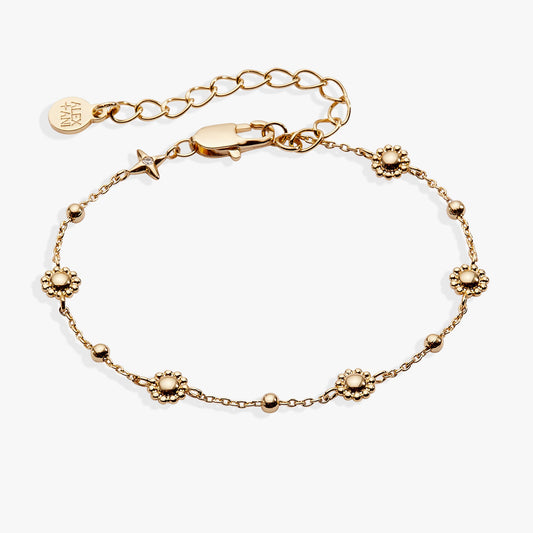 Refined Gold Floret Chain Bracelet and Beads