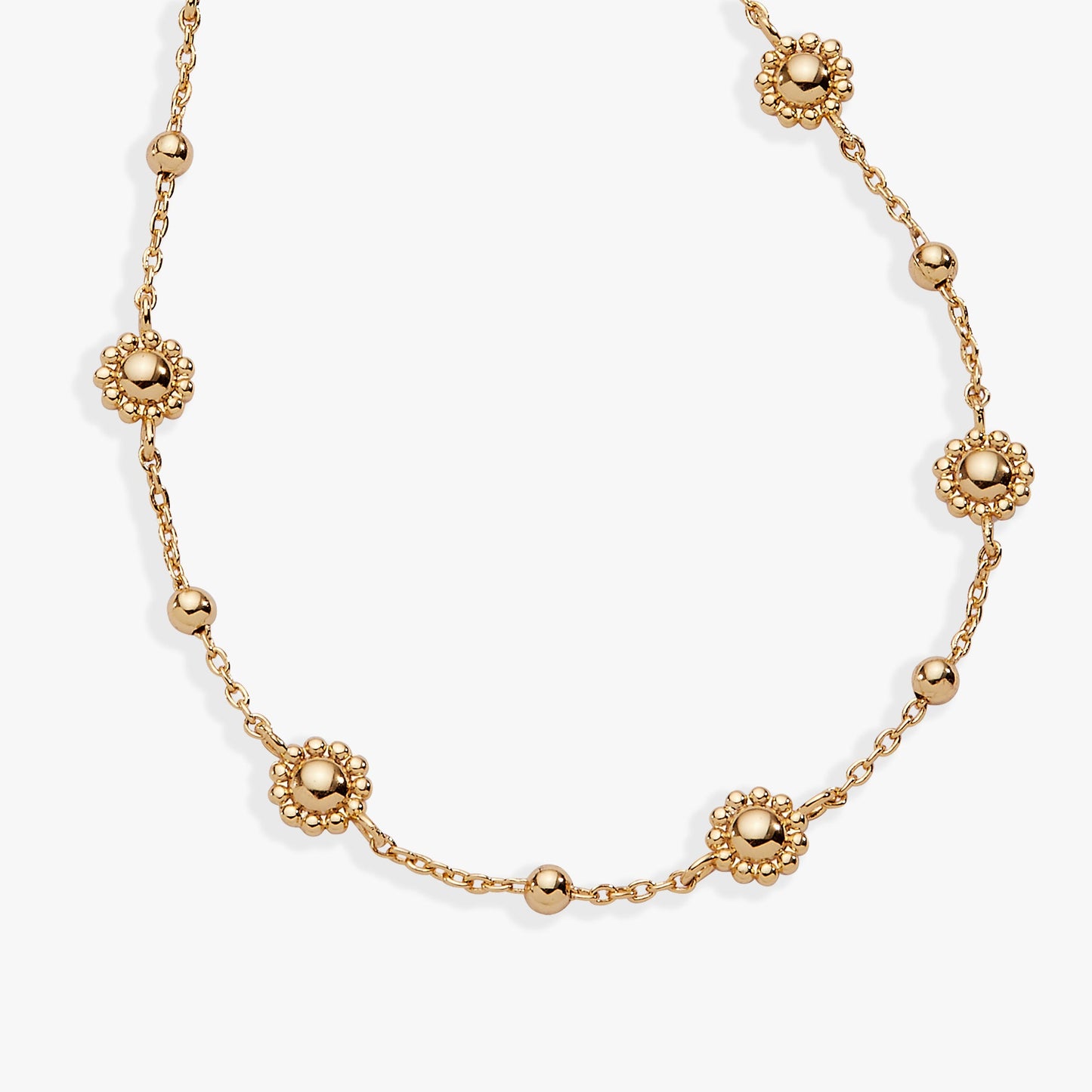 Refined Gold Floret Chain Bracelet and Beads