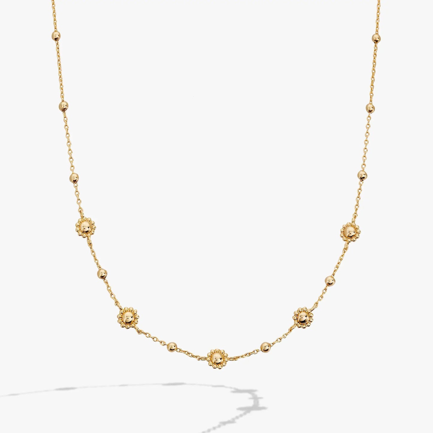 Floret Chain Necklace by ALEX AND ANI in gold-tone with blossom stations on Tampa Home & Garden Store