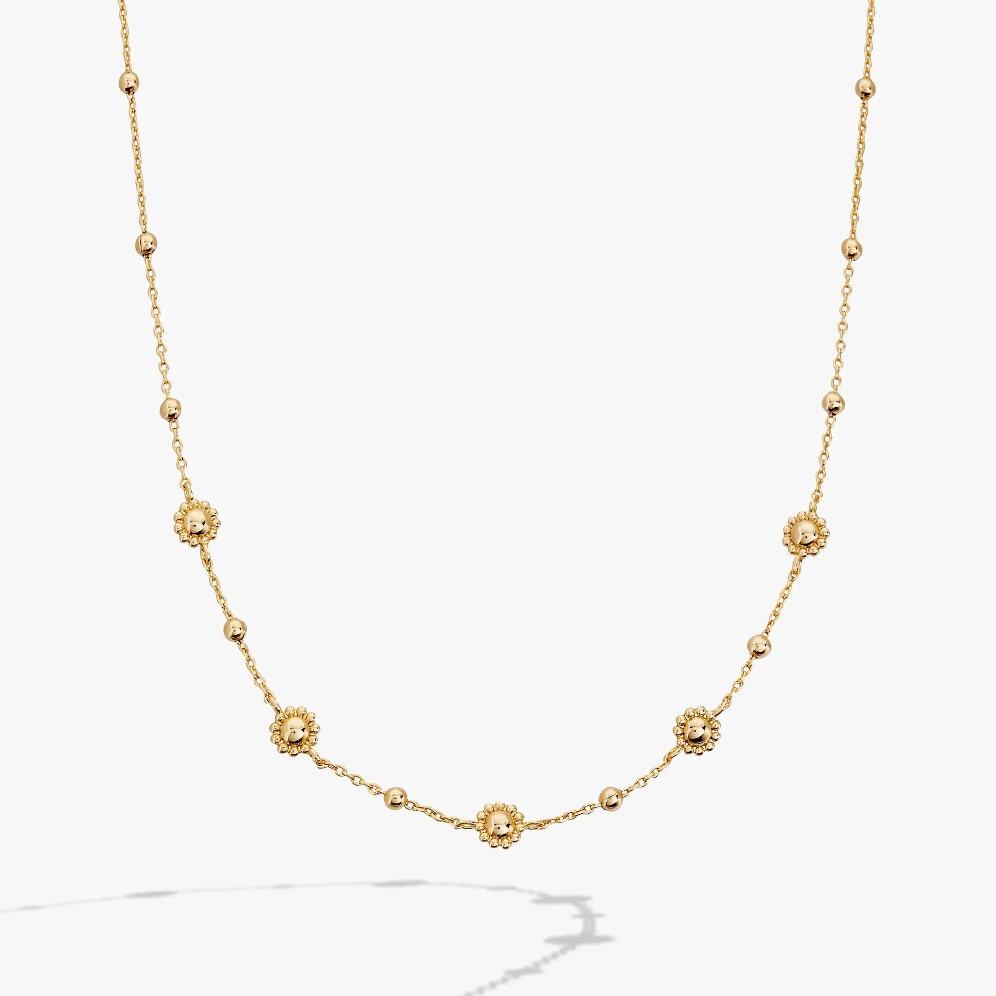 Floret Chain Necklace by ALEX AND ANI in gold-tone with blossom stations on Tampa Home & Garden Store