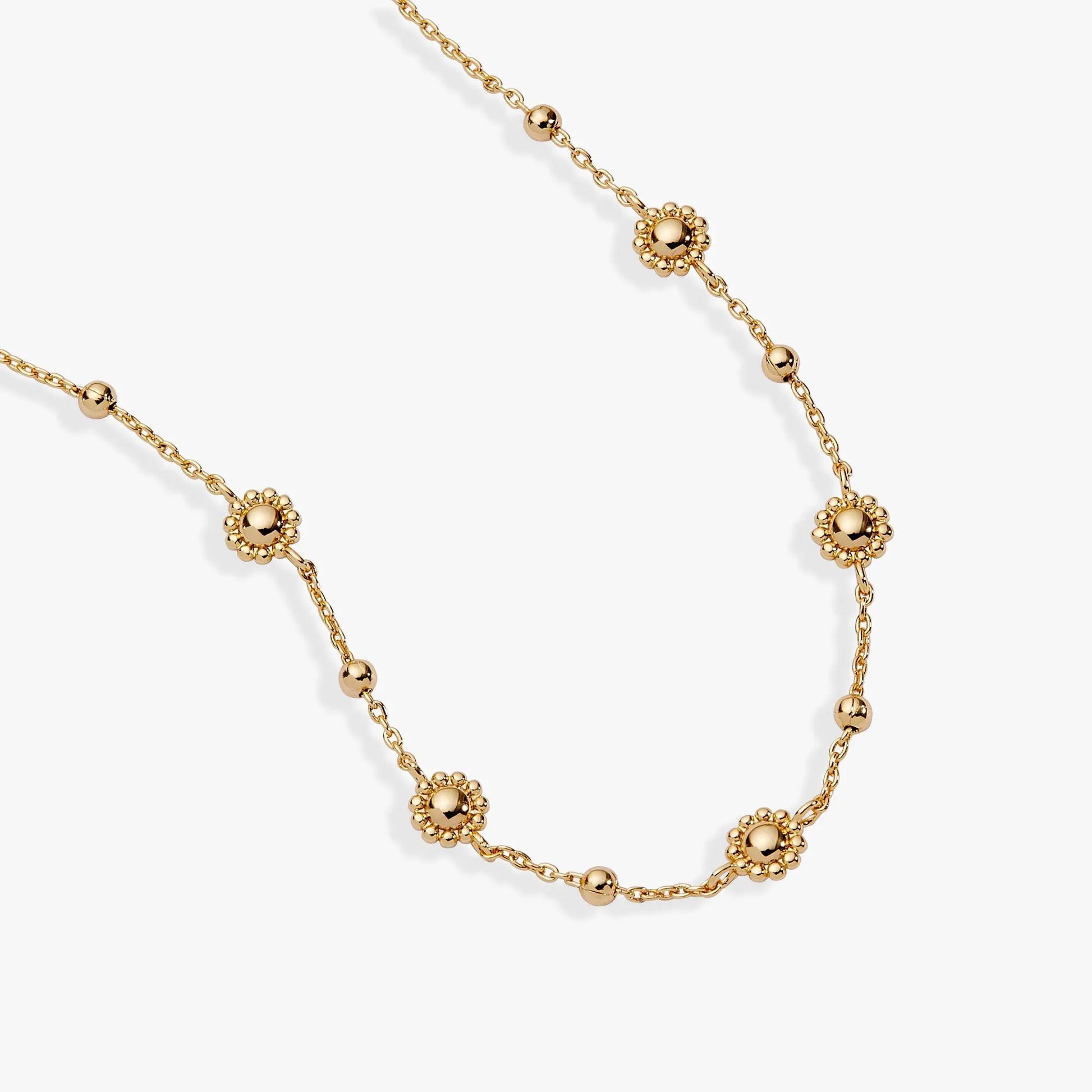 Floret Chain Necklace gold-tone with flower filigree bead accents along chain by ALEX AND ANI on Tampa Home & Garden Store