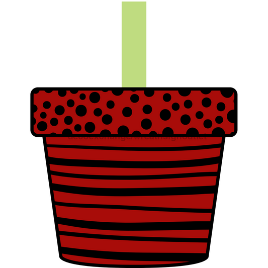 Flower Wreath Attachment, Flower Pot wood sign, DECOE-W-90034, 19" Door Hanger