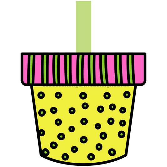 Flower Wreath Attachment, Flower Pot wood sign, DECOE-W-90035, 19" Door Hanger