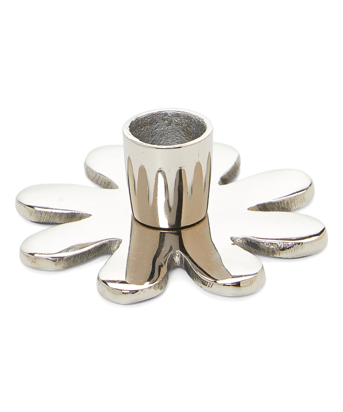 Vibhsa decorative silver flower candle holder, 4-inch aluminum handcrafted petal design on Tampa Home & Garden Store