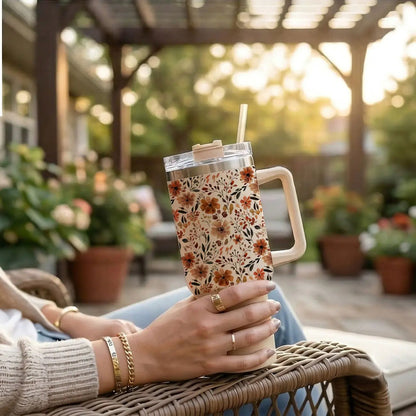 Floral Fall 40oz Tumbler with Autumn Blooms