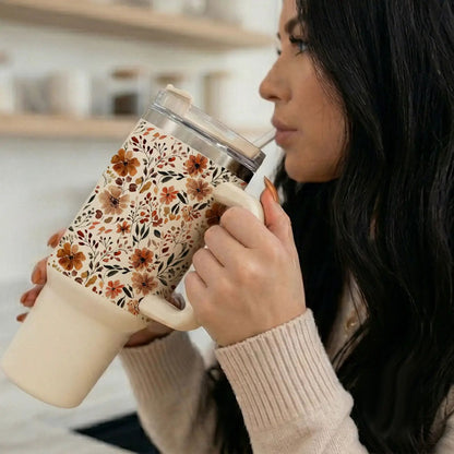 Floral Fall 40oz Tumbler with Autumn Blooms