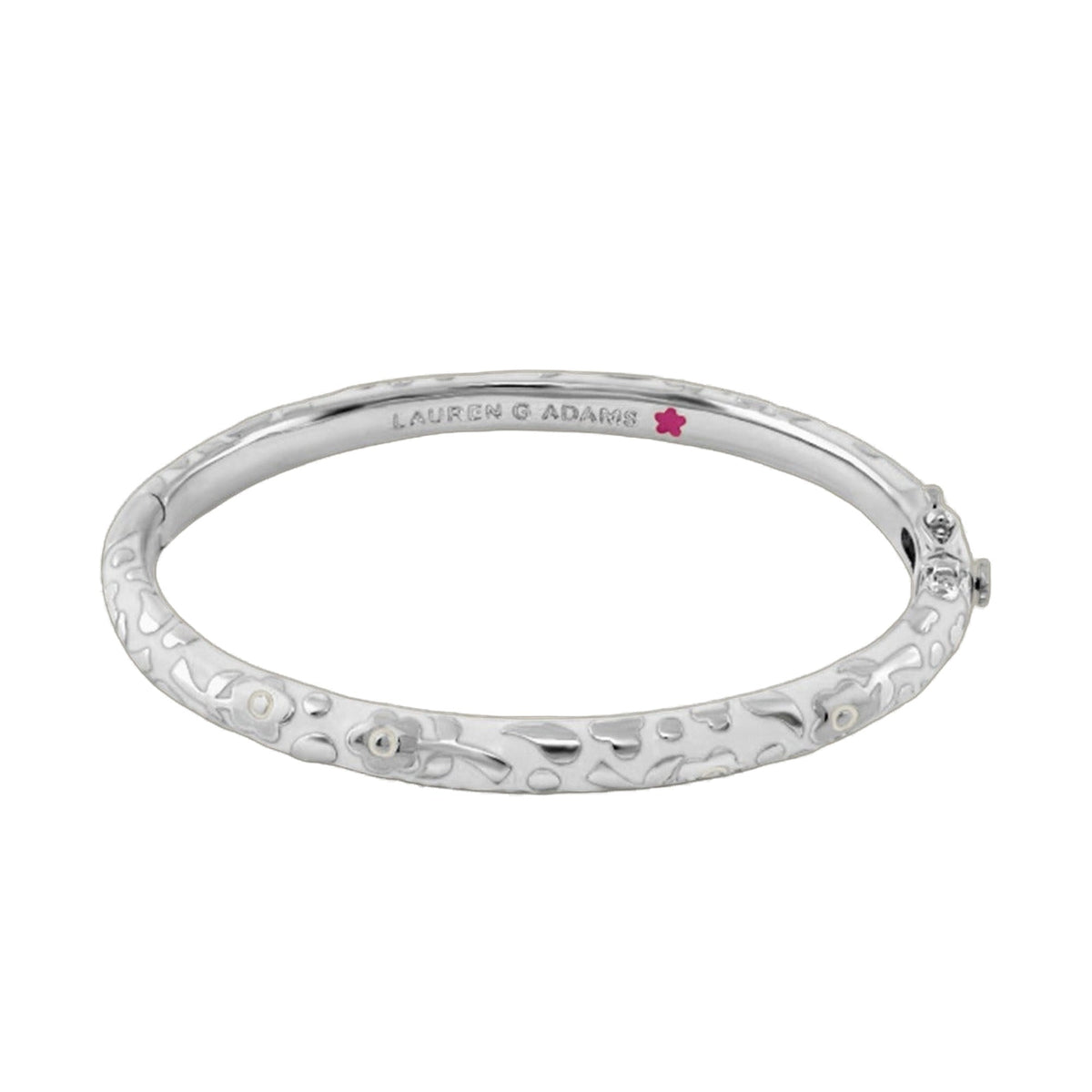Silver-toned Flowers by Orly stackable bracelet with pink accent and Lauren G Adams on Tampa Home & Garden Store
