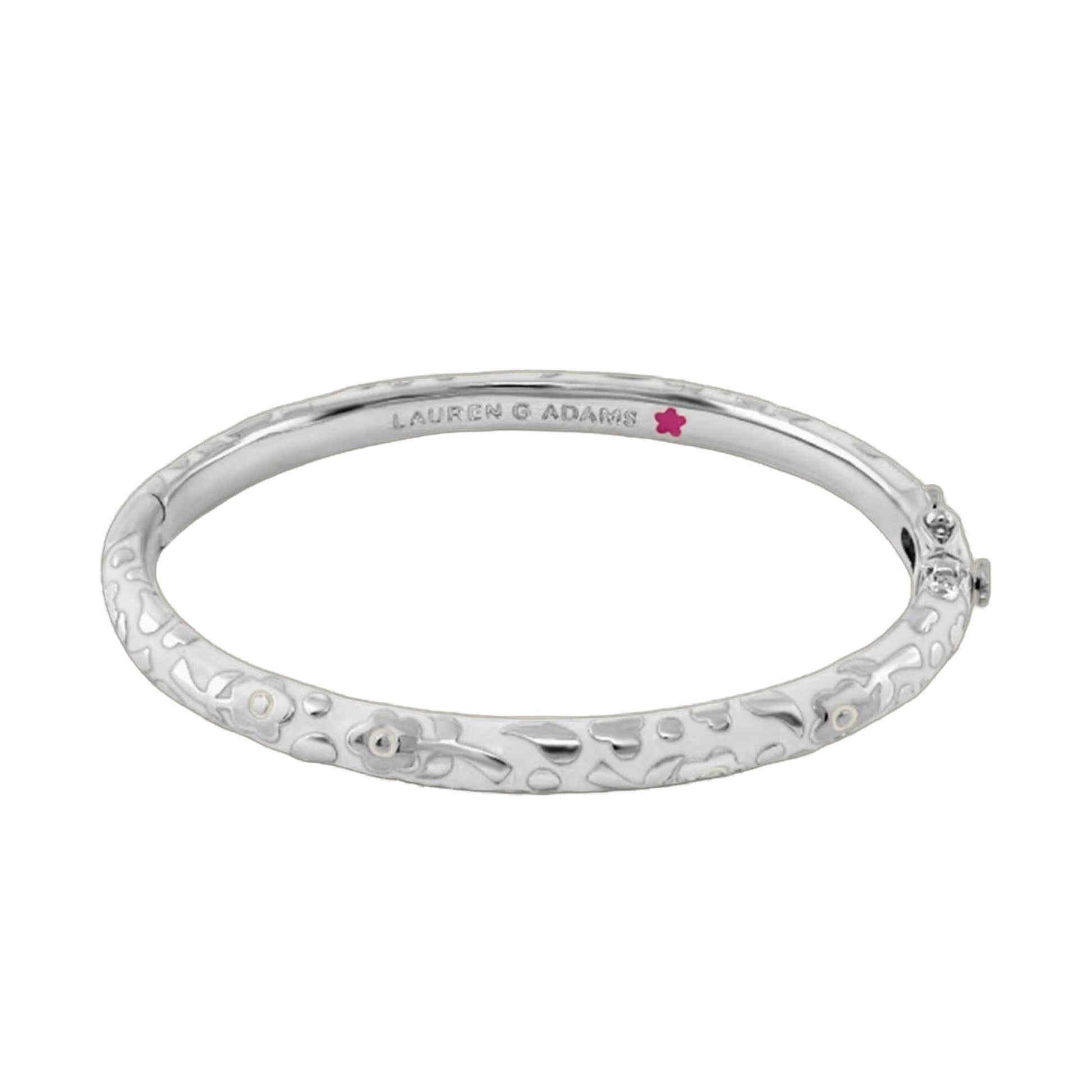 Silver-toned Flowers by Orly stackable bracelet with pink accent and Lauren G Adams on Tampa Home & Garden Store