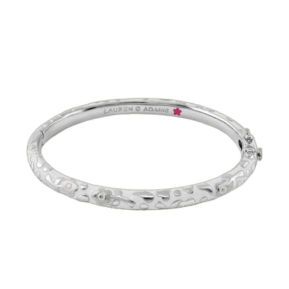 Silver-toned Flowers by Orly stackable bracelet with pink accent and Lauren G Adams on Tampa Home & Garden Store