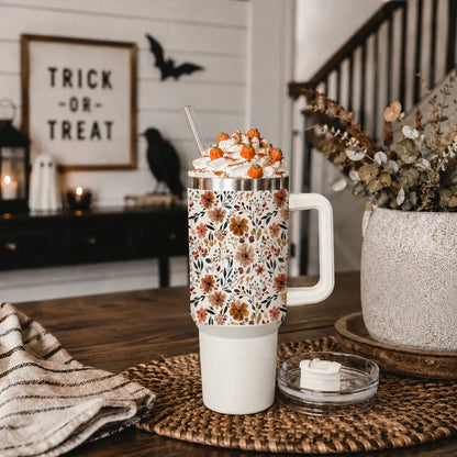 Floral Fall 40oz Tumbler with Autumn Blooms