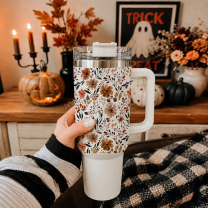 Floral Fall 40oz Tumbler with Autumn Blooms