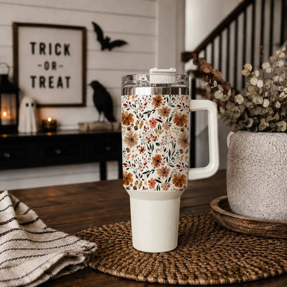 Floral Fall 40oz Tumbler with Autumn Blooms