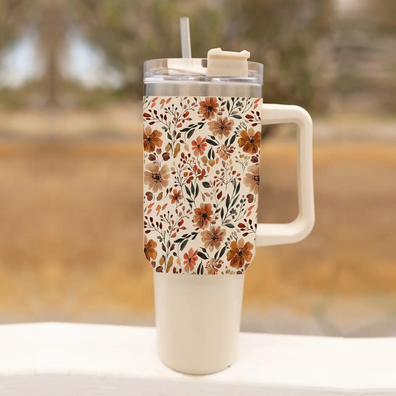 Floral Fall 40oz Tumbler with Autumn Blooms
