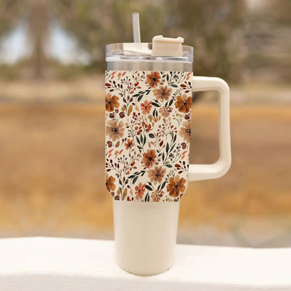 Floral Fall 40oz Tumbler with Autumn Blooms