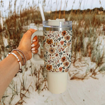 Floral Fall 40oz Tumbler with Autumn Blooms