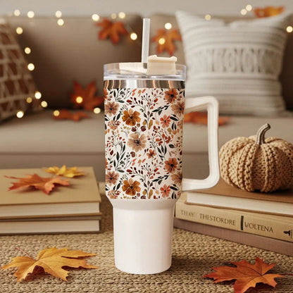 Floral Fall 40oz Tumbler with Autumn Blooms