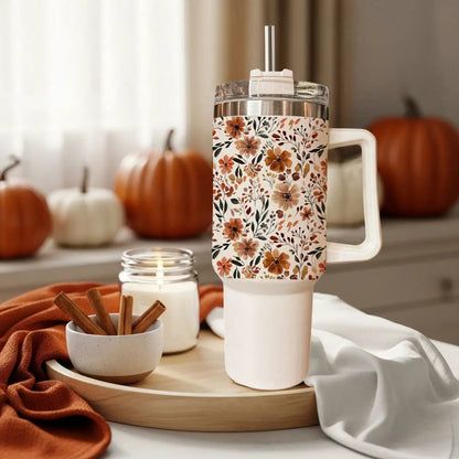 Floral Fall 40oz Tumbler with Autumn Blooms